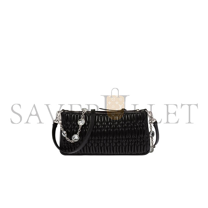 MIU MIU NAPPA SOFT LEATHER CRYSTAL SHOULDER BAG 5BH215 (24*12.5*4cm)